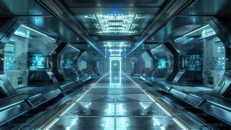 Sci Fi Grunge Modern Clean Background Of A Sleek Spacecraft Interior