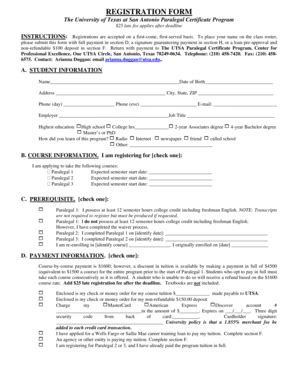 Fillable Online Cpe Utsa REGISTRATION FORM Center For Professional