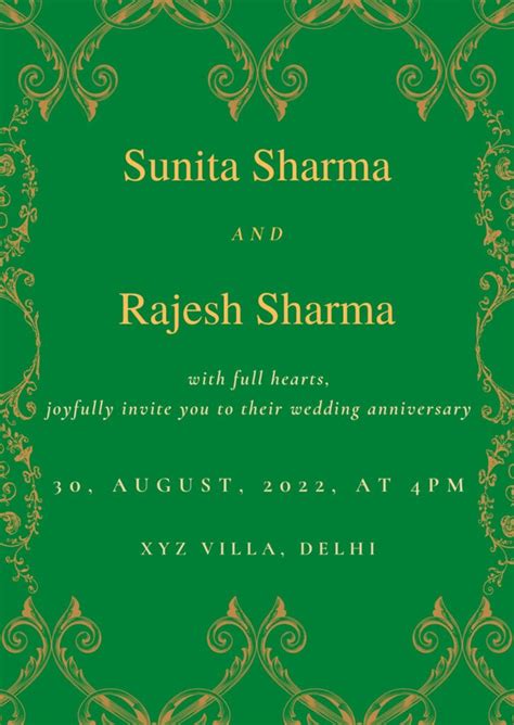 Create Wedding Anniversary Invitation Card Online 2023 Shaadi Vibes