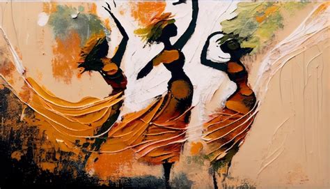 Una Pintura De Tres Bailarines Con La Palabra Danza Foto Premium