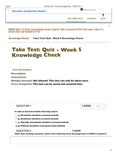 Nrnp Week Knowledge Check Cardiovascular And Respiratory