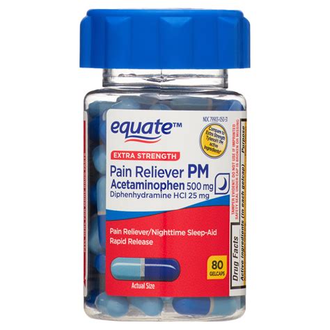 Equate Extra Strength Pain Reliever Pm Rapid Release Gelcaps 80 Count