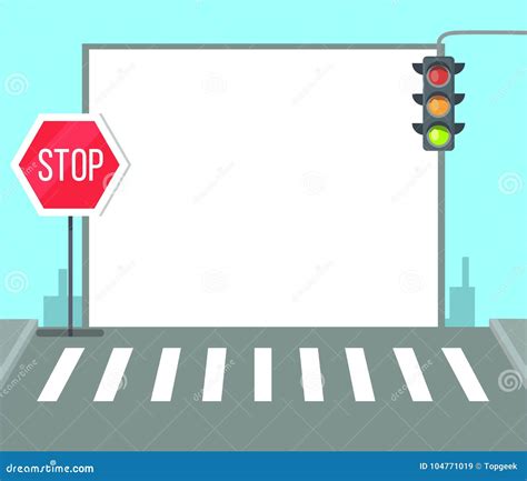 Pedestrian Crossing with Stop Sign, Traffic Lights Stock Vector ...