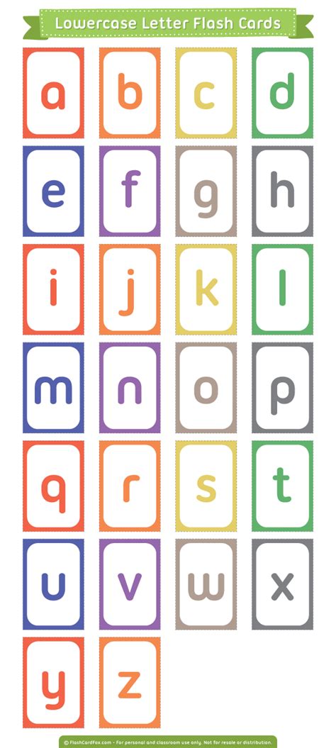 Printable Lowercase Letter Flash Cards