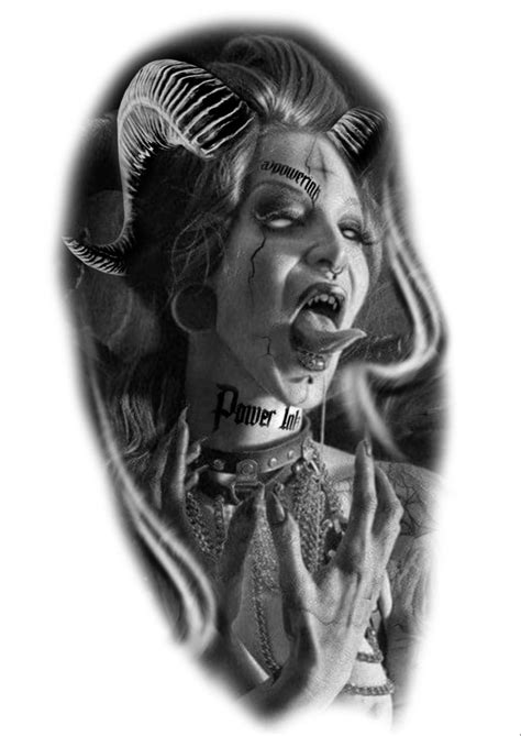 Demon Women Tattoo Design In Black And Grey Tattoos Egyptian