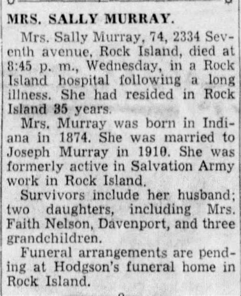 Obituary For Sally Murray Aged 74 ™