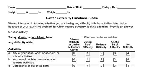 Lower Extremity Functional Scale Pdf Form Formspal