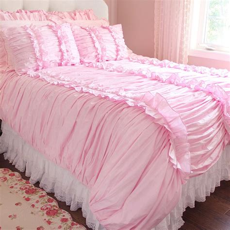 Luxury Pink Hand Ruched Ruffle Duvet Cover Set Clearance Etsy