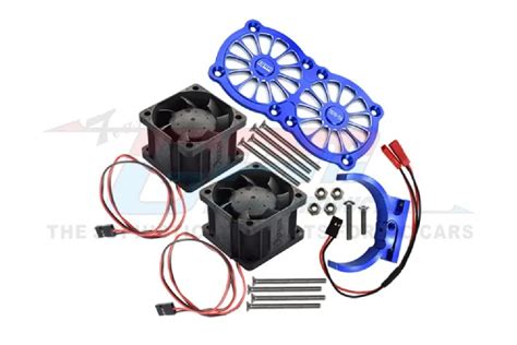 GPM Blue Aluminium Adjustable Motor Heatsink W Dual Cooling Fans