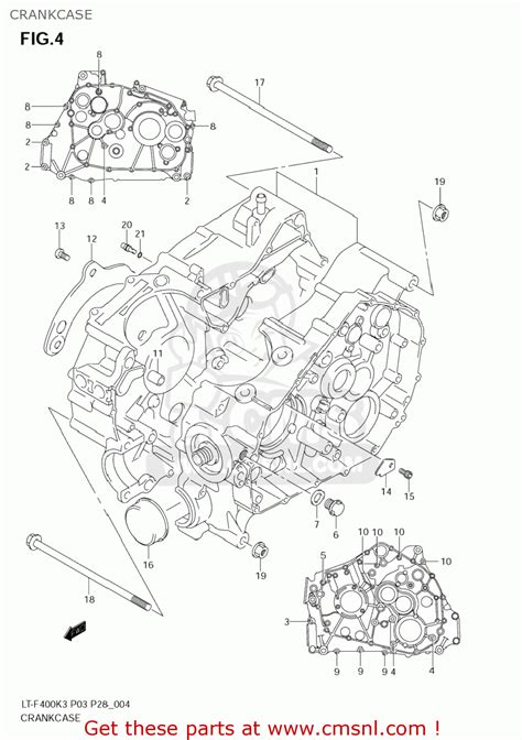 Suzuki Lt F400 Eiger 2wd 2005 K5 Usa E03 Ltf400 Lt F400 Crankcase