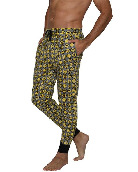 Mens Fun Pants Lounge Pajama Pants Boxers Adult Sleepwear Smiley Size