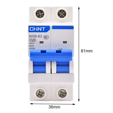 Jadeshay Disyuntor En Miniatura CHNT NXB 63 D Tipo 2P 6KA 400V