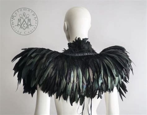 Feather Capelet With High Collar Feather Shoulder Wrap Shrug Etsy Feather Cape Feather