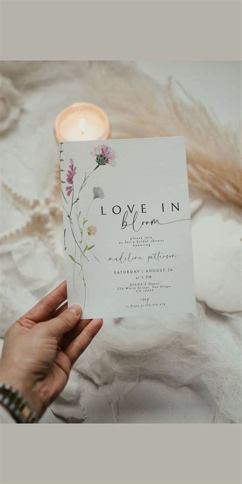 Love Is In Bloom Invitation Wildflower Bridal Shower Invitation