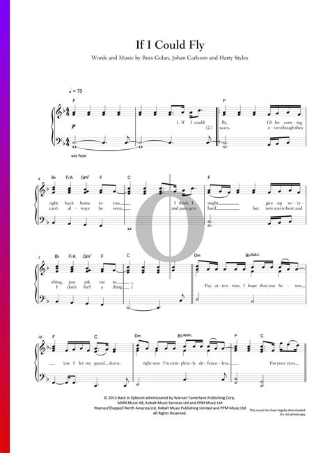 If I Could Fly One Direction Piano Sheet Music Oktav