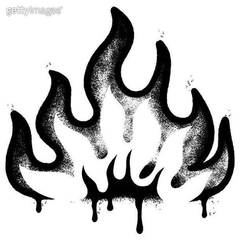 Spray Painted Graffiti Fire Flame Icon Sprayed Isolated With A White