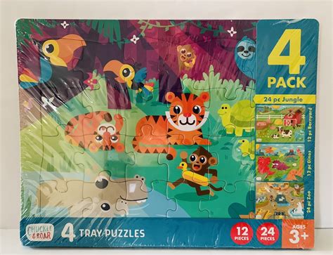 Chuckle Roar 4 Pack Of Tray Puzzles Two 12 Piece And Two 24