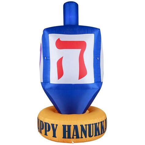 Gardenised Giant Hanukkah Inflatable Dreidel Yard Decor With Built In Bulbs Tie Down Points