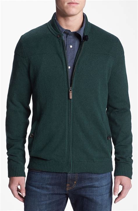 Ted Baker Hawkhead Merino Wool Full Zip Cardigan in Green for Men (Dark ...