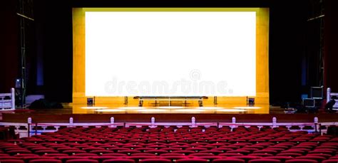 Concert Or Performance Hall Red Seats Armchairs And The Stage Before