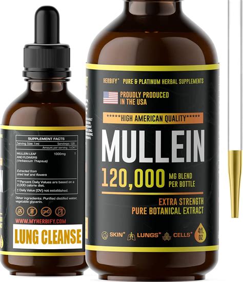 Amazon Herbify Mullein Drops Lung Cleanse Leaf Extract