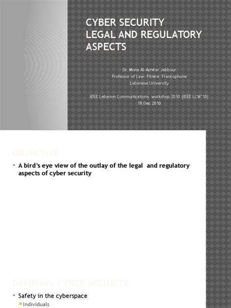 Legal Aspects Of Cyber Security Pdf Computer Security Security