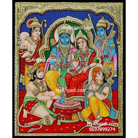 Ramar Sita Lakshmanan Hanuman Chathrukanan Tanjore Painting Buy