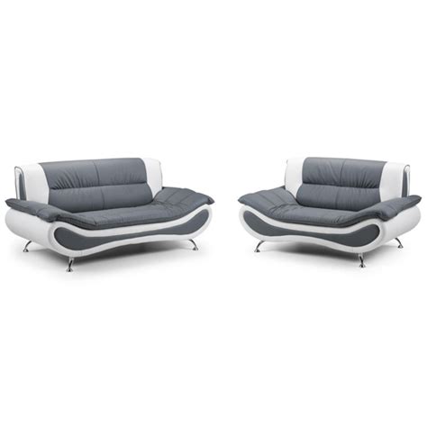 Nonoil Faux Leather Seater Sofa Set In White And Grey Furniture