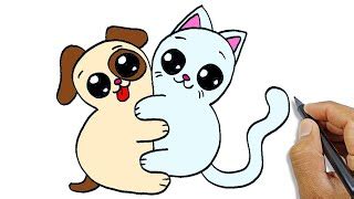 How To Draw A Dog And Cat Together Easy So Easy | Simple Drawings For ...