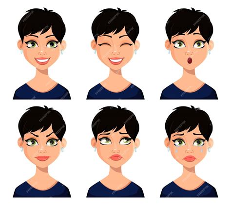 Premium Vector Facial Expressions Of Beautiful Woman