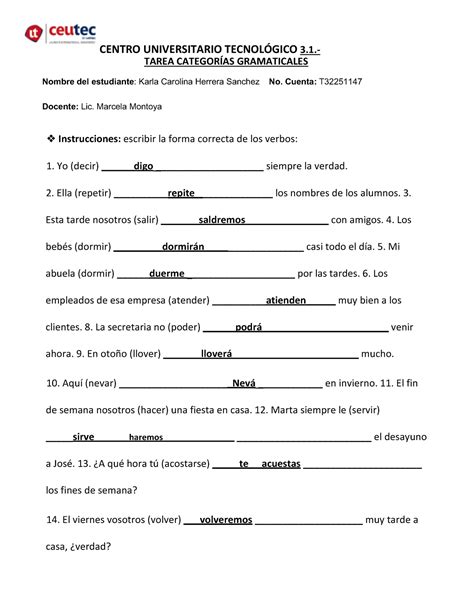 Tarea Categor As Gramaticales Docx Sin Nombre Centro