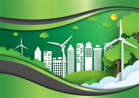 Green Eco City On Nature Landscape Background Sustainable Energy For