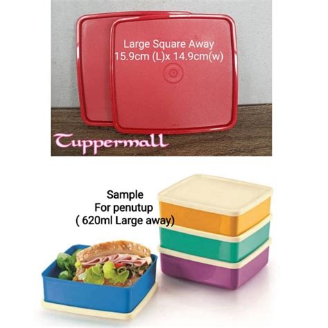 RANDOM COLOR Tupperware Spare Part Large Square Away Penutup