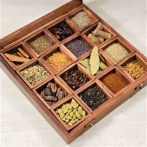 Wooden Handcrafted Spice Box Masala Dabba With Square Etsy