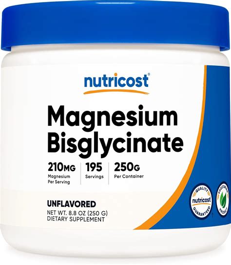 Amazon Nutricost Magnesium Bisglycinate Powder Unflavored 250