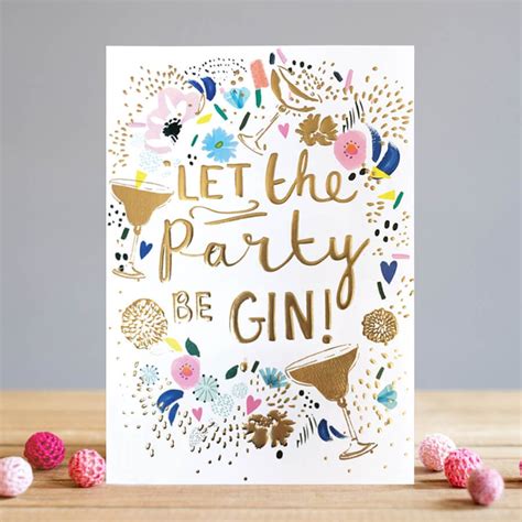 Let The Party Be Gin Birthday Party Drinks Greeting Card Etsy Uk