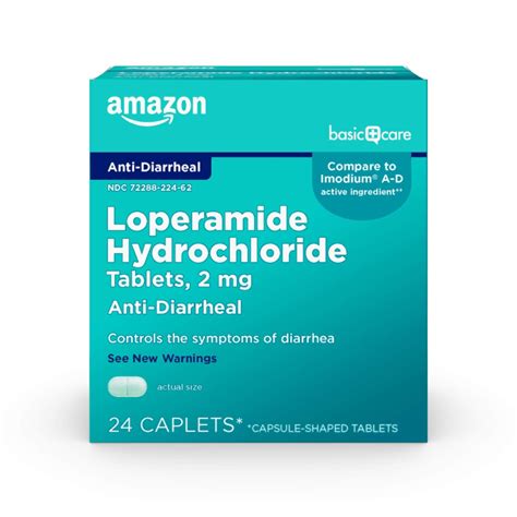 Amazon Basic Care Loperamide Hydrochloride Tablets 2 Mg 24 Count Anti