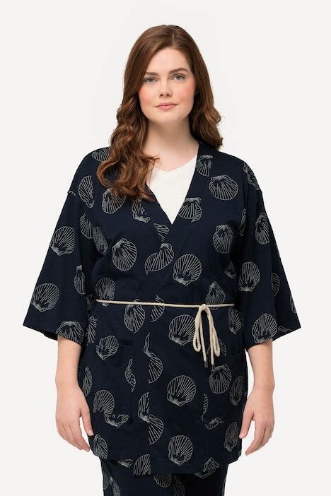 Kimono En Coton Bio Avec Broderie Col V Et Manches 3 4 T Shirts Tops