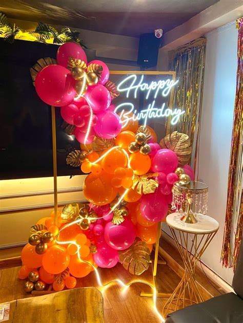 Pink Orange Balloon Garland Hot Pink Orange Gold Metallic Pastel Pink Balloon Arch Kit Latex