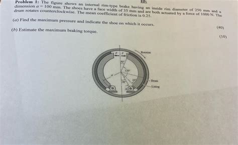 Solved Problem 1 The Figure Shows An Internal Rim Type Chegg