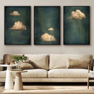 Southandart Vintage 3 Panel Moody Clouds Wall Art Print Cloudy Sky