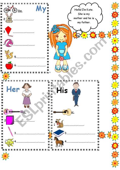 My His Her Possessive Adjectives Esl Worksheet By Moonn