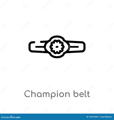 Outline Champion Belt Vector Icon Isolated Black Simple Line Element