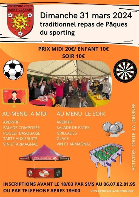 REPAS DE PÂQUES DU SPORTING Fêtes et Manifestations à Saint Clar