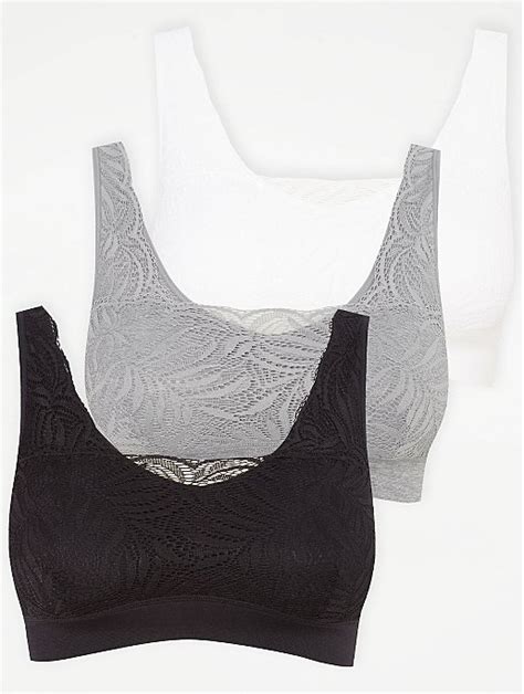 Lace Comfort Bras 3 Pack Lingerie George At Asda