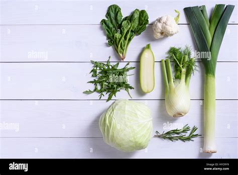 Green Colour Vegetables On White Background Detox Diet Veggies