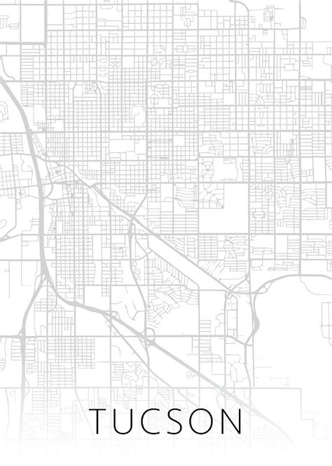 Tucson Arizona City Street Map Black and White Series Mixed Media by ...