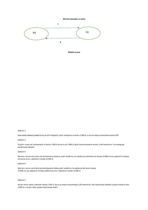 Odsetki proste Materiały i zadania na ćwiczenia z finansów