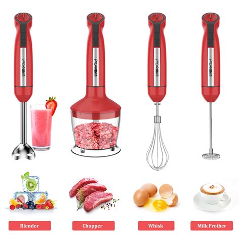 LINKChef Immersion Blender 20 Speed 1000W 5 In 1 Immersion Hand