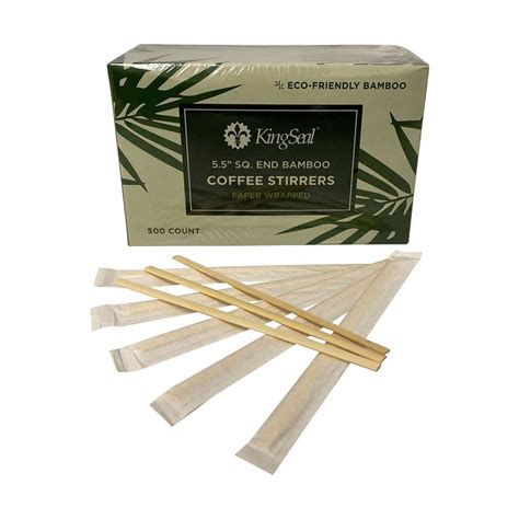 KingSeal Individually Paper Wrapped Bamboo Coffee Stir Sticks 5 5